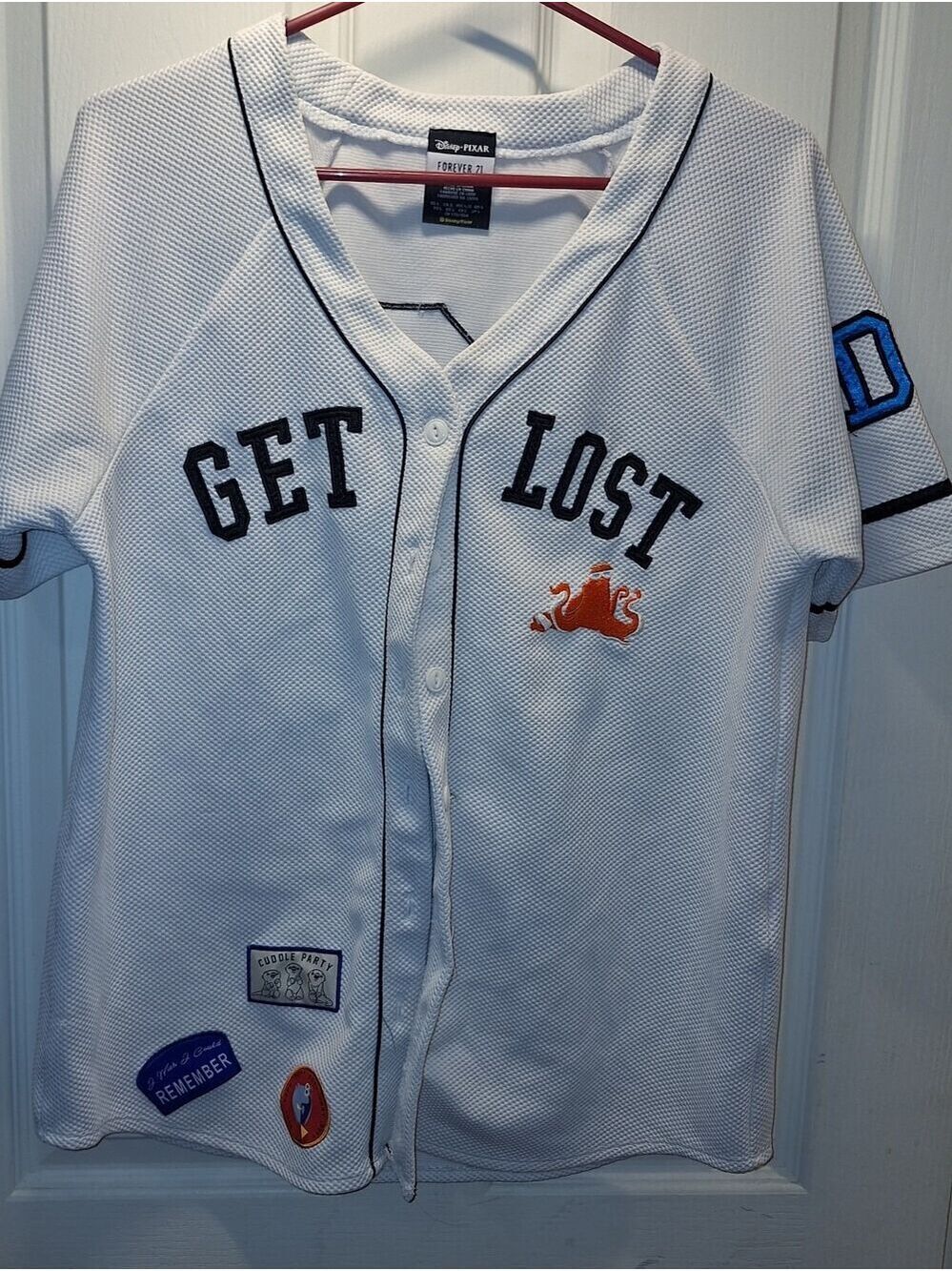 Disney Pixar "Get Lost" White Patch Baseball Jersey